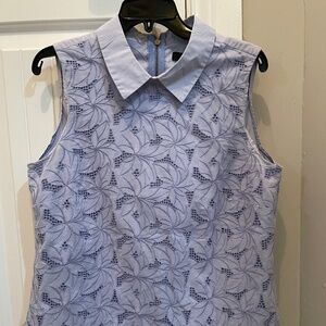 JCrew Sleeveless Zip-back Floral Lace Collared Blouse